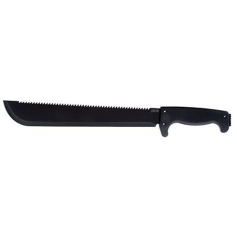 SOG SOGfari 13" Machete MC01-N - Hardcased Black Blade w/ Saw Back, Rubber Handle, Nylon Sheath Clearing Brush, Wedge Tools, Tactical Swords, Pretty Knives, Hockey Mask, Specialty Knives, Bug Out Bag, Handmade Knives, Straight Edge