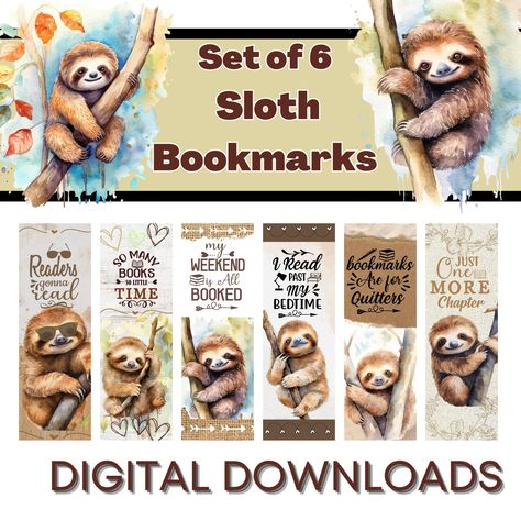 Excited to share the latest addition to my #etsy shop: Set of 6 Watercolor Sloth Booklovers Bookmarks, Cute Sloth Bookmarks, Watercolor Bookmarks, Digital Bookmarks to Download https://etsy.me/3IHIWLx #slothbookmark #digitalbookmark #watercolorsloth #funnyslothbookmark Watercolor Sloth, Bookmarks Watercolor, Fun Watercolor, Sloth Stuffed Animal, Sloth Lovers, Sloths Funny, Watercolor Bookmarks, Cute Words, Cute Watercolor