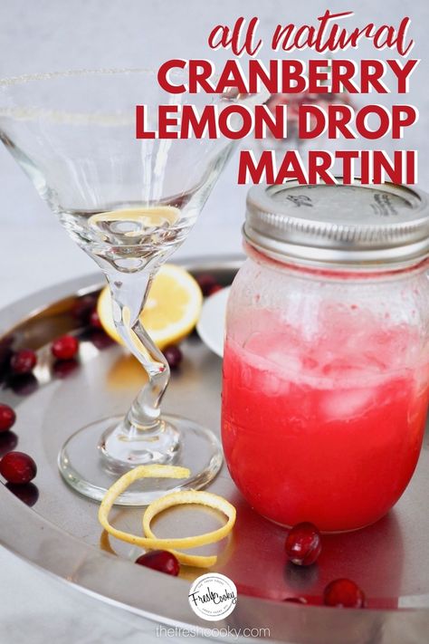 Gorgeous, all natural Cranberry Lemon Drop Martini, a lovely recipe for the holidays, Thanksgiving, Christmas or New Years, using homemade cranberry simple syrup. Step-by-step recipe on the blog @thefreshcooky | #lemondrop #craftcocktails #thefreshcooky Cranberry Lemon Drop Martini, Cranberry Lemon Drop, Thanksgiving Cranberries, Cocktail Thanksgiving, Lemon Drop Martini Recipe, Cranberry Martini, Cranberry Simple Syrup, Festive Holiday Cocktails, Christmas Martini