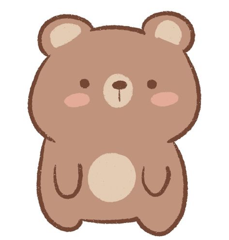 Cute Easy Characters To Draw, Draw Teddy Bear Easy, Cute And Easy Stickers, Cute Easy Bear Drawing, Drawing Cute Animals Easy, Bear Drawings Cute, Cute Simple Bear Drawing, Cute Drawings Bear, Drawing A Bear