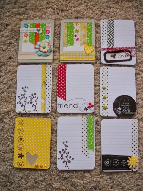 Scrap your scraps--love these PL cards from scraps! Pocket Letter Pals, Pocket Page Scrapbooking, Diy Embellishments, Project Life Scrapbook, Project Life Album, Project Life Layouts, Pocket Pal, Project Life Cards, Pocket Letter