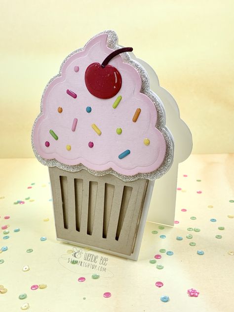 Sizzix Cupcake Card Die with DoodleBug Hey Cupcake enamel sprinkles ~ by Wendie Bee Stamp Right Up Cupcake Cards Ideas, Diy Cupcake Birthday Card, Birthday Cards With Cupcakes, Stampin Up Cupcake Party Cards, Sizzix Cards, Cupcake Cards, Butterfly Birthday Cards, Cupcake Card, Storing Craft Supplies