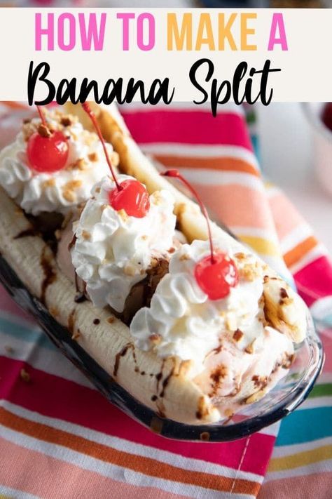 Homemade Banana Split, Banana Split Dessert Ice Cream, Banana Split Dessert Recipes, Banana Split Recipes, Banana Split Ice Cream, Banana Split Dessert, Easy Ice Cream Recipe, Kids Meal, Easy Ice Cream