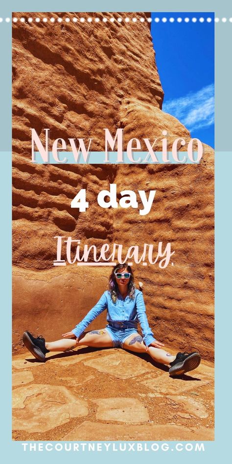 Is it any wonder why New Mexico is called the Land of Enchantment? No other place offers ancient wonders, rustic deserts, Pueblo culture, UFOs, and alien lore all in one spot, making New Mexico a beautifully unique road trip destination. Here is your 4 day New Mexico Road Trip Itinerary! #newmexico #santafenewmexico #albuquerquenewmexico #travel White Valley New Mexico, New Mexico Bucket List, New Mexico Travel Road Trips, Arizona And New Mexico Road Trip, New Mexico Itinerary, New Mexico Travel Itinerary, Las Vegas New Mexico, New Mexico National Parks, New Mexico Aesthetic