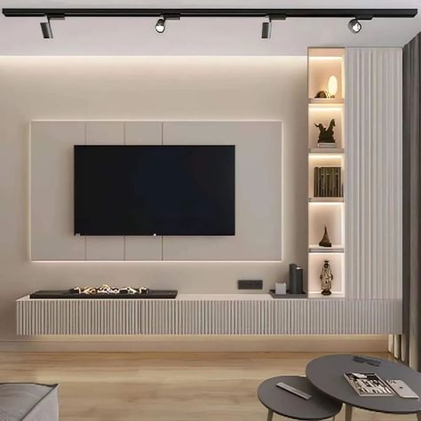 Tv Unit Design idea ✨️ Tv Unit For Bedroom Modern, To Unit Design, Tv Design Wall Modern, Tv Unit For Bedroom, Tv Unit Design For Bedroom, Tv Unit With Shelves, Tv Unit Decor Modern, Latest Tv Unit Designs, Centro Tv