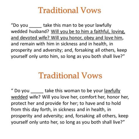 Traditional Wedding Vows Marriage, Community Vow Wedding, Classic Wedding Vows, Marriage Vows Traditional, Traditional Wedding Vows Christian, Wedding Ring Vows, Vows Traditional, Traditional Vows, Godly Femininity