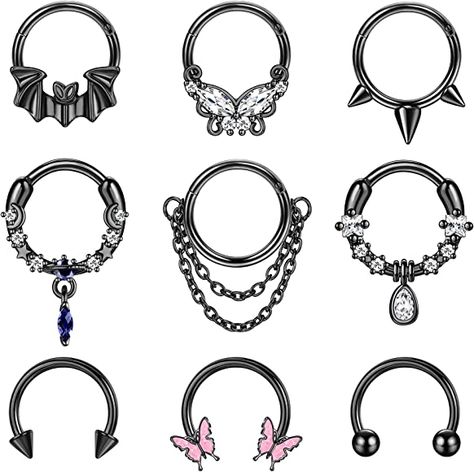 Septum Piercing Rings, Septum Piercing Men, Bijoux Piercing Septum, Cute Septum Rings, Hoop Nose Rings, Butterfly Bat, Septum Piercing Jewelry, Daith Piercing Jewelry, Septum Nose Rings