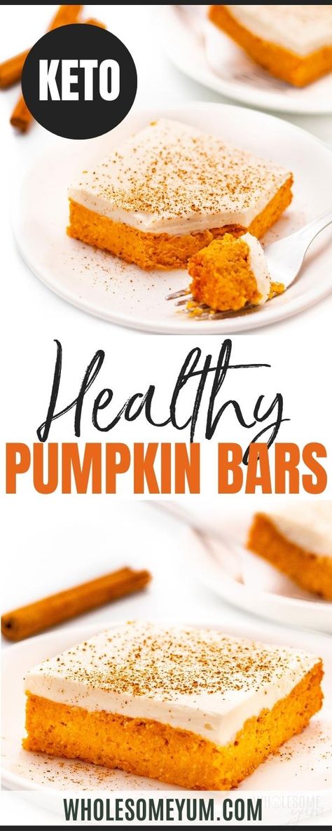 Pumpkin Puree Recipes Healthy, Keto Pumpkin Bars, Healthy Pumpkin Bars, Keto Pies, Easy Pumpkin Bars, Metabolism Reset, Pumpkin Bars With Cream Cheese, Low Carb Pumpkin Recipes, Canned Pumpkin Recipes