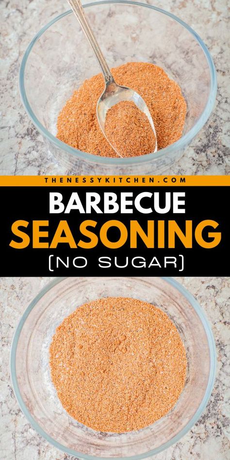 Keep a batch of this homemade seasoning mix on hand! There's no sugar in this summer condiment recipe. Packed with so much flavor, this barbecue seasoning without sugar is versatile! Use this BBQ spice blend as a rib rub and more! Bbq Spice Blend, Barbecue Dry Rub, Rib Rub Recipe, Barbecue Seasoning, Bbq Rub Recipe, Ribs Seasoning, Bbq Dry Rub, Homemade Seasoning, Sauteed Carrots