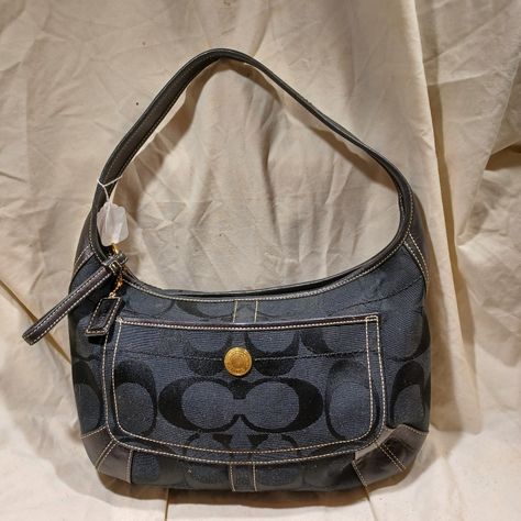 Coach Signature Hobo, In Euc, Looks Brand New, 12x8 In Size, Zip To Close, Outside Front Pocket, Leather Corners, From A Smoke Free Home Thrift Wishlist, Thrift Board, Y2k Bags, Fav Products, Visual Archive, Boho Lifestyle, Coach Hobo, Dream Bags, Vintage Coach Bags