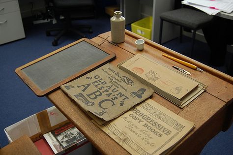 Antique school desk by catspyjamasnz, via Flickr Sentences And Fragments, 1920s School, Antique School Desk, Run On, Run On Sentences, Grammar Errors, Antique Writing Desk, Country School, Heritage Scrapbooking