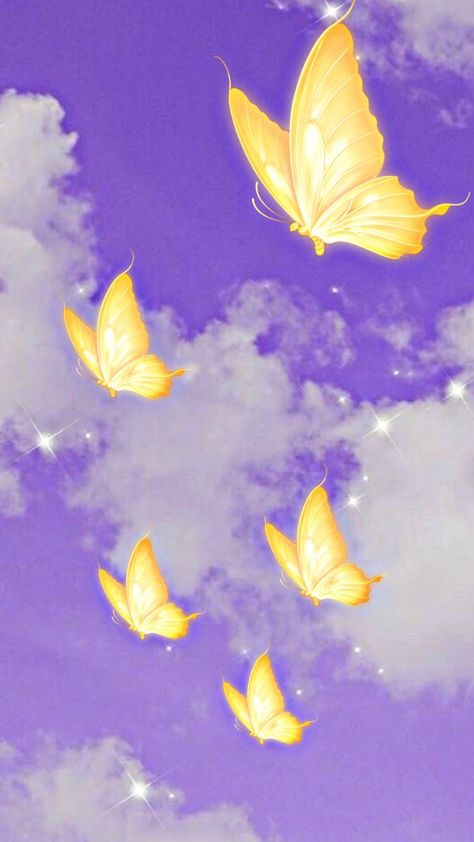 Bright Butterfly Wallpaper, Purple And Yellow Combination, Yellow And Purple Aesthetic, Purple And Yellow Wallpaper, Yellow Butterfly Wallpaper, Light Wallpapers, Pad Aesthetic, Butterfly Wallpapers, Iphone Wallpaper Yellow