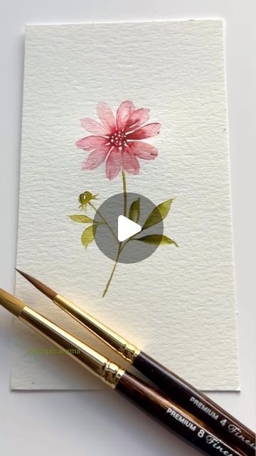 Wedding Card Painting Ideas, Simple Watercolor Flowers Tutorials, Wedding Card Watercolor, Watercolour Flowers Simple, Simple Watercolor Flowers, Diy Large Wall Art, Wedding Album Scrapbooking, Loose Watercolor Flowers, Painting Flowers Tutorial