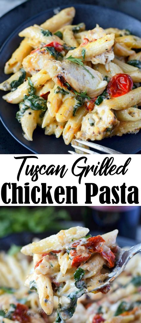 Grilled Chicken Pasta Recipes, Tuscan Grilled Chicken, Roasted Tomato Recipes, Grilled Chicken Dinner, Grilled Chicken Pasta, Roasted Tomato Pasta, Tuscan Chicken Pasta, Easy Chicken Dinner Recipes, Tuscan Chicken