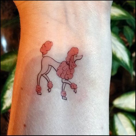 Pink Poodle Tattoo, Toy Poodle Tattoo, Tattoos French, Dog Line Art Tattoo, Tattoo French, Poodle Tattoo, Line Art Tattoo, Poppy Tattoo, Irish Tattoos