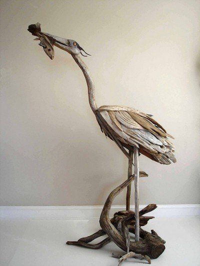 I want to make a Heron out of pieces of driftwood, but how do I make them stay together?? Nails? Glue? WHAT!!! HELP PLEASE!!! Tre Kunst, Driftwood Houses, Driftwood Projects, Driftwood Beach, Office Birthday, Driftwood Sculpture, Modern Pictures, Fish Sculpture, Driftwood Crafts