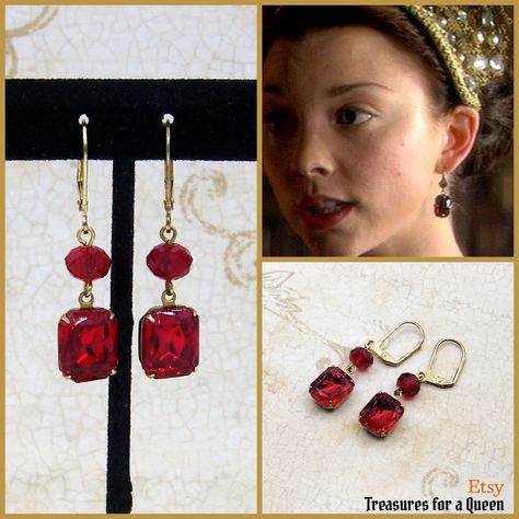 Anne Boleyn Jewelry, Bridgerton Jewelry, Ann Boleyn, Medieval Earrings, Fic Ideas, Medieval Necklace, Ruby Red Color, Medieval Rings, The Tudors