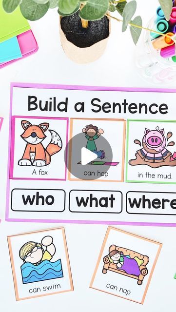 Making Sentences Activities, Stretch A Sentence Activities, Build A Sentence, Kindergarten Art Crafts, Deanna Jump, Sentence Building Activities, Making Sentences, Sentence Construction, Sentence Activities