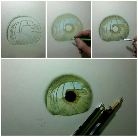 Realistic eye drawing tutorial Realistic Eye Drawing, Eyeball Art, Prismacolor Art, Colored Pencil Tutorial, Colored Pencil Artwork, Colored Pencil Drawing, Pencil Art Drawings, Realistic Art, Color Pencil Art