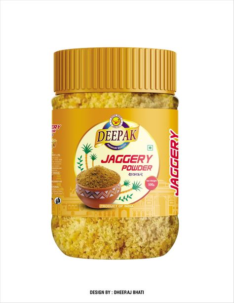 Deepak -  Jaggery Powder 500g Powder Packaging Design, Jaggery Powder, Powder Packaging, Flyers Design, India Design, Flyer Design, Packaging Design, Condiments, Packaging