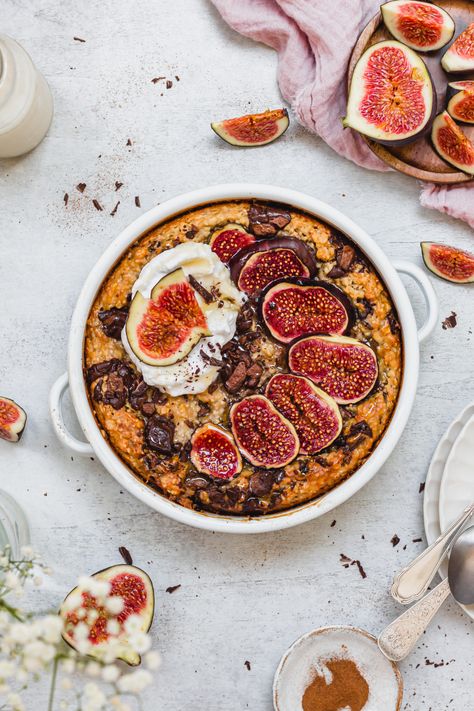 Baked Oats Vegan, Fig Recipes, Vegan Protein Powder, Fresh Figs, Baked Oats, Best Breakfast Recipes, Vegan Protein, Breakfast Dishes, Healthy Ingredient