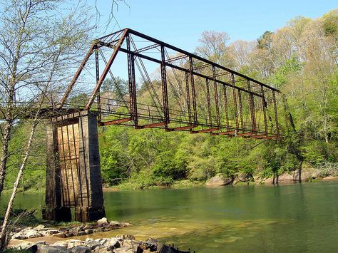 The Park is on the Suwanee Ga. side of The Old Settles Bridge & The Sharon Community on the other by Robert Lz, via Flickr Suwanee Georgia, Love Bridge, Chattahoochee River, Truss Bridge, Fall Break, Abandoned Places, Garden Bridge, Peaches, The Park