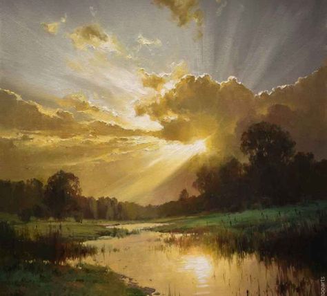 Roman Bozhkov, Landscape Paintings Ideas, American Countryside, Russian Landscape, Pretty Paintings, Paintings Ideas, Misty Morning, Landscape Art Painting, Pretty Landscapes