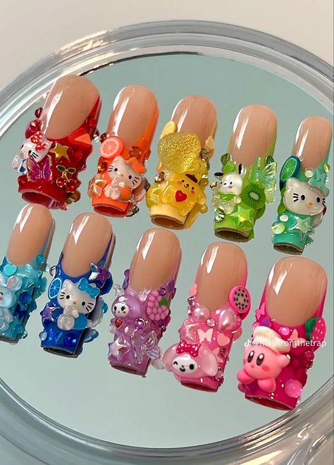 hello kitty nails Paznokcie Hello Kitty, Tapeta Z Hello Kitty, Junk Nails, Trends Nails, Fake Nails Designs, 2024 Nails, Girly Acrylic Nails, Hello Kitty Nails, Pretty Gel Nails