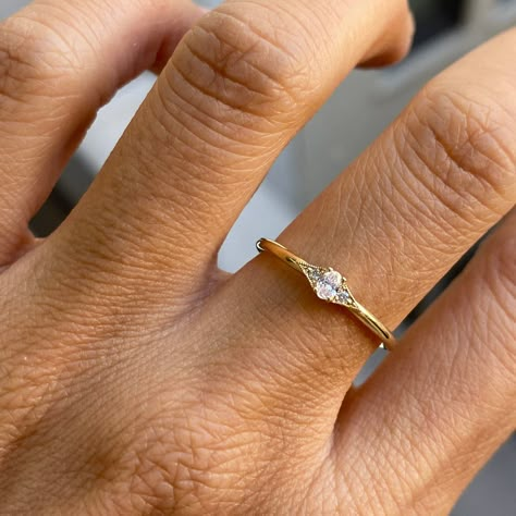 Tiny Engagement Rings, Green Sapphire Necklace, Small Engagement Rings, Tiny Diamond Ring, Gold Pinky Ring, Diamond Drop Necklace, Jennie Kwon, Dainty Engagement Rings, Family Rings