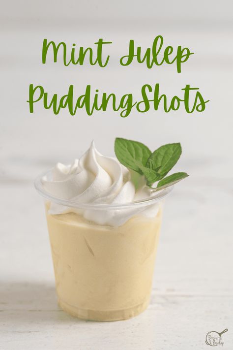 Mint Julep Pudding Shots Kentucky Derby Appetizers, Kentucky Derby Recipes, Kentucky Derby Food, Derby Recipe, Butter Pecan Cookies, Pudding Shots, Dessert Bites, Kentucky Derby Party, Derby Party