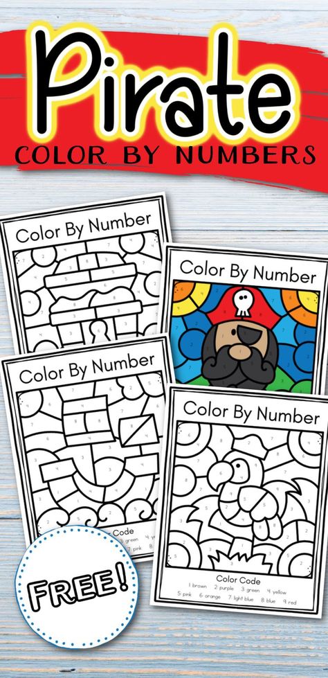 If you’re looking for a fun way to help your child work on number recognition and color words recognition, look no further than these free printable pirate color by number worksheets. Preschool Pirate Theme Free Printables, Pirate Color By Number, Pirate Crafts For Kindergarten, Pirate Preschool Activities Free Printables, Pirate Day Preschool Activities, Pirate Day Activities Kindergarten, Pirate Craft Kindergarten, How I Became A Pirate Activities, Peter Pan Crafts Preschool