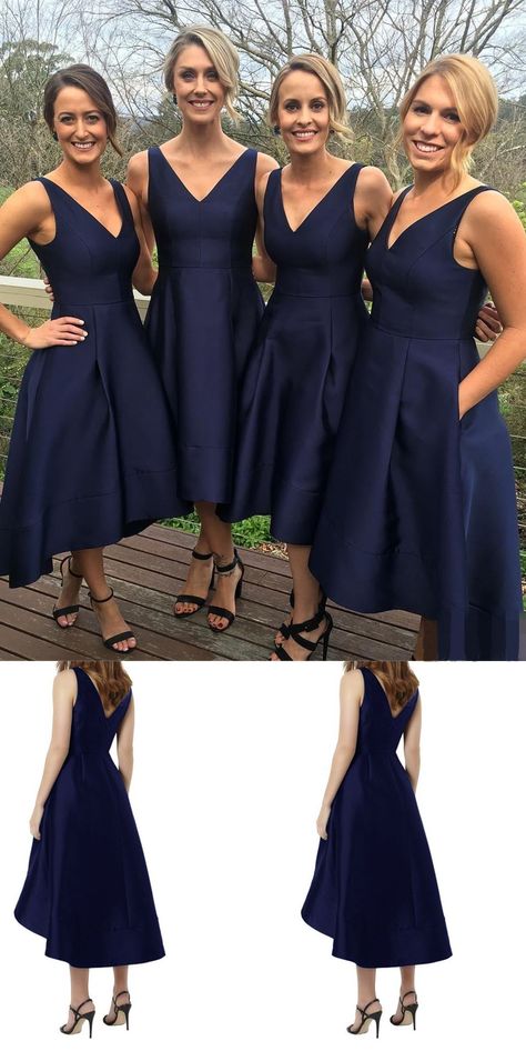 Long Navy Blue Bridesmaid Dresses, Classic Bridesmaids Dresses, Simple Wedding Dress Short, Navy Blue Bridesmaid, High Low Bridesmaid Dresses, Navy Blue Bridesmaids, Bridesmaid Dresses 2018, Long Sleeve Bridesmaid Dress, Blue Bride