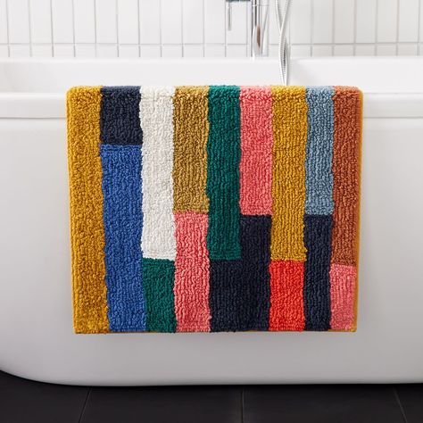 Organic Landscape, Loft Railing, Needle Punching, Mat Ideas, Cute Bath Mats, West Elm Kids, Cotton Bath Mats, Bright Stripes, Kids Bath