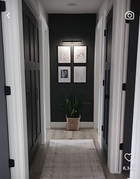 Dark Hallway Ideas, Cozy Reading Chair, Hallway Inspiration, Narrow Hallway Decorating, Hallway Design, Chair Ideas, Hall Decor, Reading Chair, Home Entrance Decor