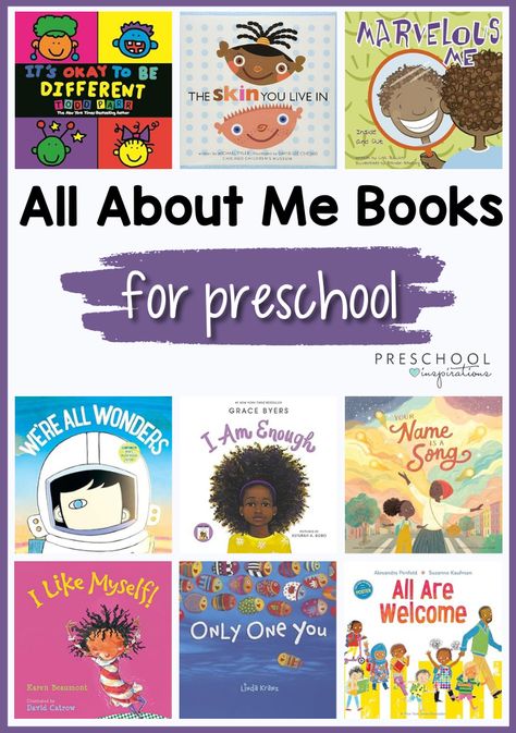 All About Me Preschool Theme Books, October Preschool Themes, Preschool Inspirations, Butterflies Classroom, All About Me Preschool Theme, Books For Preschoolers, Preschool Library, Me Preschool Theme, All About Me Poster