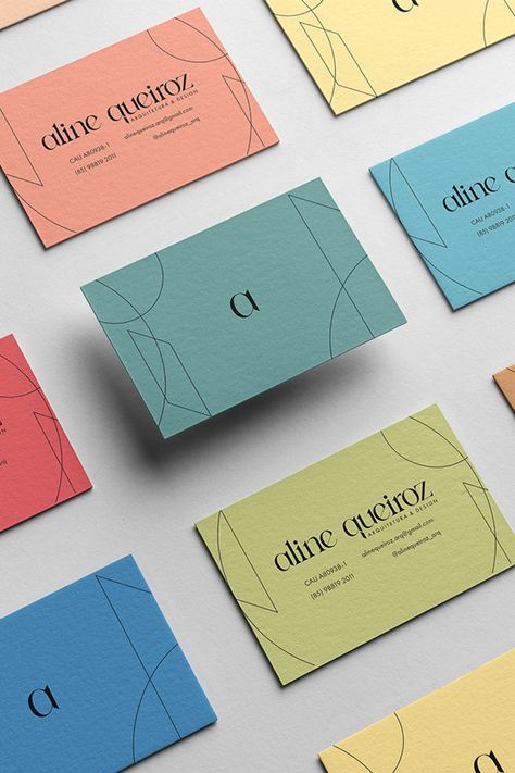 Architect Card Design, Business Card Colorful, Square Card Design, Colourful Business Cards, Business Card Interior Design, Interior Design Business Cards Ideas, Creative Business Card Inspiration, Square Business Card Design, Interior Design Business Card