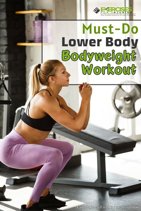 Lower Body Workout No Weights, Lower Body Bodyweight Workout, Lower Body Exercises, Workout From Home, Workout No Equipment, No Gym, Body Exercises, Tabata Workouts, Effective Exercises