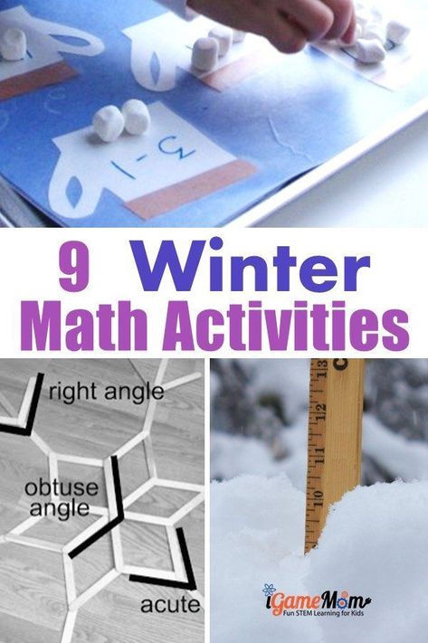 winter math activities kids from preschool kindergarten to middle school, snowflake math, acorn math, hot chocolate math, ...  #MathActivities #iGameMomSTEM #STEMforKids #STEMactivities #STEMeducation #WinterActivities #WinterMath Outdoor Science, Stem Kids, Winter Stem Activities, Winter Math Activities, Educational Apps For Kids, Fun Backyard, Preschool Winter, Stem Ideas, Backyard Activities