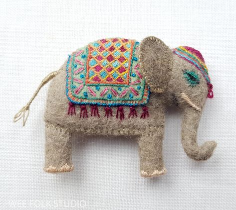 Visit the post for more. Embroidered Felt Animals, Felt Elephant Pattern, Folk Studio, Wee Folk Studio, Felt Elephant, Salley Mavor, Embroidery Felt, Elephant Embroidery, Embroidered Animals