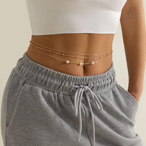 Chain Jeans, Harness Fashion, Button Piercing, Rolex Women, Design Sketchbook, Body Chains, Waist Beads, Streetwear Summer, Belly Chain