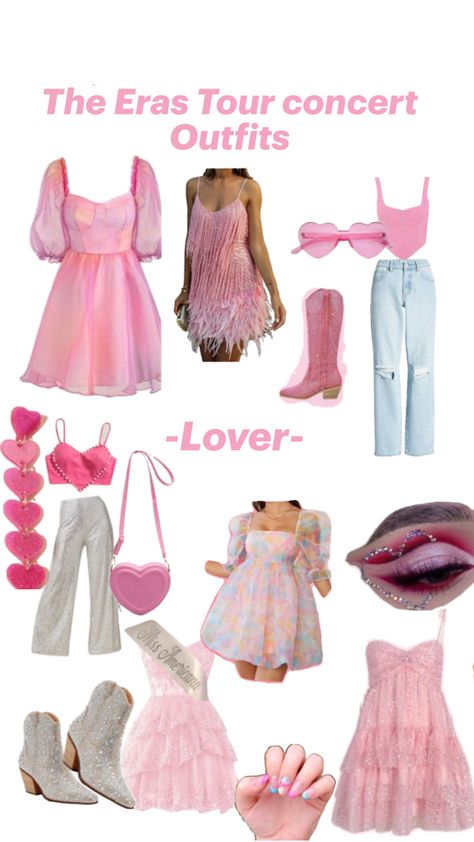 Easy Eras Tour Outfits Ideas, Era Tour Outfit Ideas Lover, Lover Outfit Ideas Eras Tour, Lover Era Tour Outfit Ideas, Taylor Swift Eras Tour Makeup Lover, Warm Eras Tour Outfits, Tpd Eras Tour Outfit, Lover Music Video Outfits, Ttpd Outfit Ideas Eras Tour