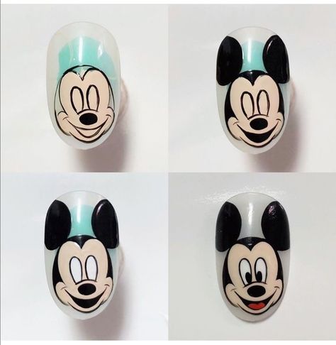 Nail Mickey Mouse Design, Nail Mickey Mouse, Nail Cartoon Art, Mickey Nail Art, Nail Art Mickey Mouse, Nail Art Cartoon, Mickey Nail, Mickey Mouse Nail Art, Cartoon Nail Designs