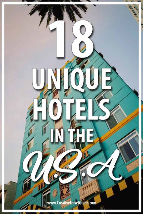 most unique hotels in the us Cool Hotels In United States, Georgian Hotel, Themed Hotels, Themed Hotel Rooms, Coolest Hotels, Cool Hotels, Usa Places To Visit, Unusual Hotels, Amazing Hotels