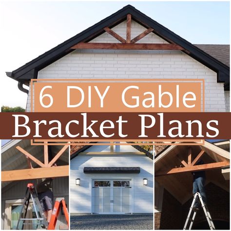 This article looks at several DIY Gable Bracket Plans that you can follow to create a usable gable bracket no matter your skill level. Gables On House Exterior, Porch Gable, Roof Brackets, Gable Trim, Ranch House Exterior, Gable House, Exterior House Colors Combinations, Gable Brackets, Porch Roof