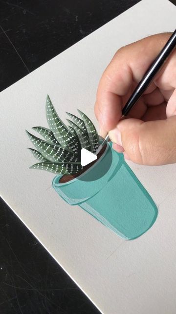 _mantasha_jamadar_ on Instagram: "Potted haworthia succulent plant tutorial............  Art by @philipboelter  #AcrylicSucculent #SucculentTutorial #PlantPainting #GreenThumbArt #EasyArtTutorial #SucculentLove #ArtisticPottery #CreativeGardening #PalettePerfection #ArtLearningJourney #ArtistsCommunity #1300FollowersArt #BotanicalArtistry #NatureInspiredArt  Drawing tutorial Aesthetic plant painting Natur beauty" Paintings Of Succulents, Aesthetic Plant Painting, How To Paint Plants, Succulent Art Painting, Succulent Art Drawing, Succulent Drawing, Man Eating Plant, Succulents Drawing, Aesthetic Plant