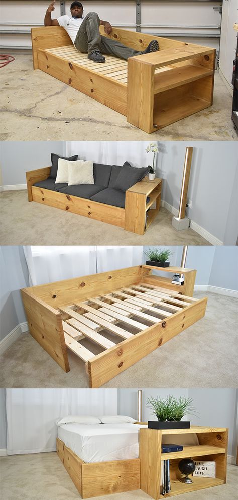 Små Rum Lidt Plads, Diy Sofa Bed, Koti Diy, Furniture Cleaner, Couch Upholstery, Pallet Couch, Furniture Cheap, Hemma Diy, Upholstery Diy