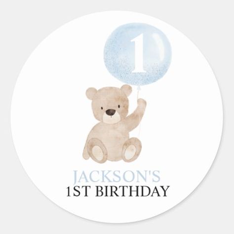 $7.65 | Bear and Blue Balloon 1st Birthday Stickers #beary first birthday, bear 1st birthday, bear birthday favor tags, bear and balloons, boys 1st birthday, beary first, bear sitckers, bear birthday stickers, birthday stickers, favor stickers 1st Birthday Stickers, Beary First Birthday, Kids Party Crafts, Dream Catcher Patterns, Blue Balloon, Bear Theme, 65th Birthday, Bear Birthday, Happy 1st Birthdays