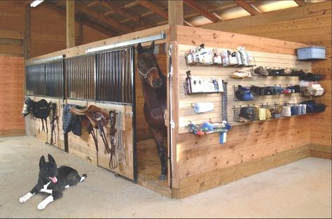 Tack Room Storage GIF Horse Grooming Station, Rustic Tack Room Ideas, Horse Grooming Stall, Tack Room Layout, Wash Stalls For Horses, Tackroom Organization, Small Stable Ideas, Small Tack Room Organization, Small Tack Room