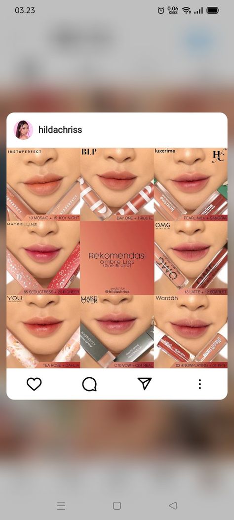 Lipstick Ombre Korea, Ombre Lips Produk Implora, Lipstick Ombre, Lip Ombre, Make Up Mata, Ombre Lipstick, Ombre Lip, Membentuk Alis, Beauty Makeup Tutorial