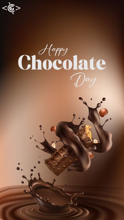 Happy Chocolate Day, Chocolate Labels, Splash Design, Ear Cuff Jewelry, Lotus Biscoff, Chocolate Lava Cake, Messi And Ronaldo, Chocolate Day, Graphic Design Photoshop